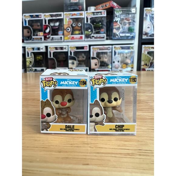 BITTY Chip & Dale Funko Pops #1193 #1194 Mickey & Friends Disney Chipmunk Rescue - Picture 1 of 11